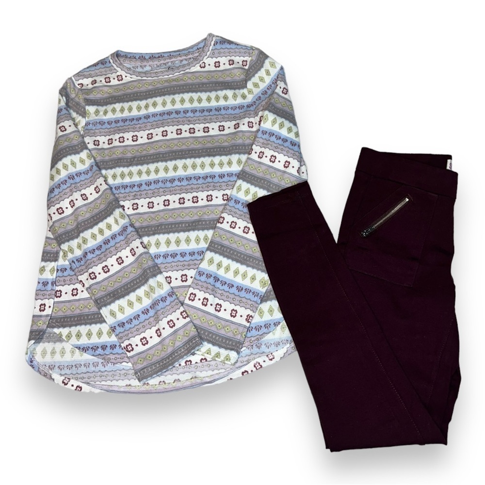 SO Girls Thermal Tunic and Plum Legging Set Size Large